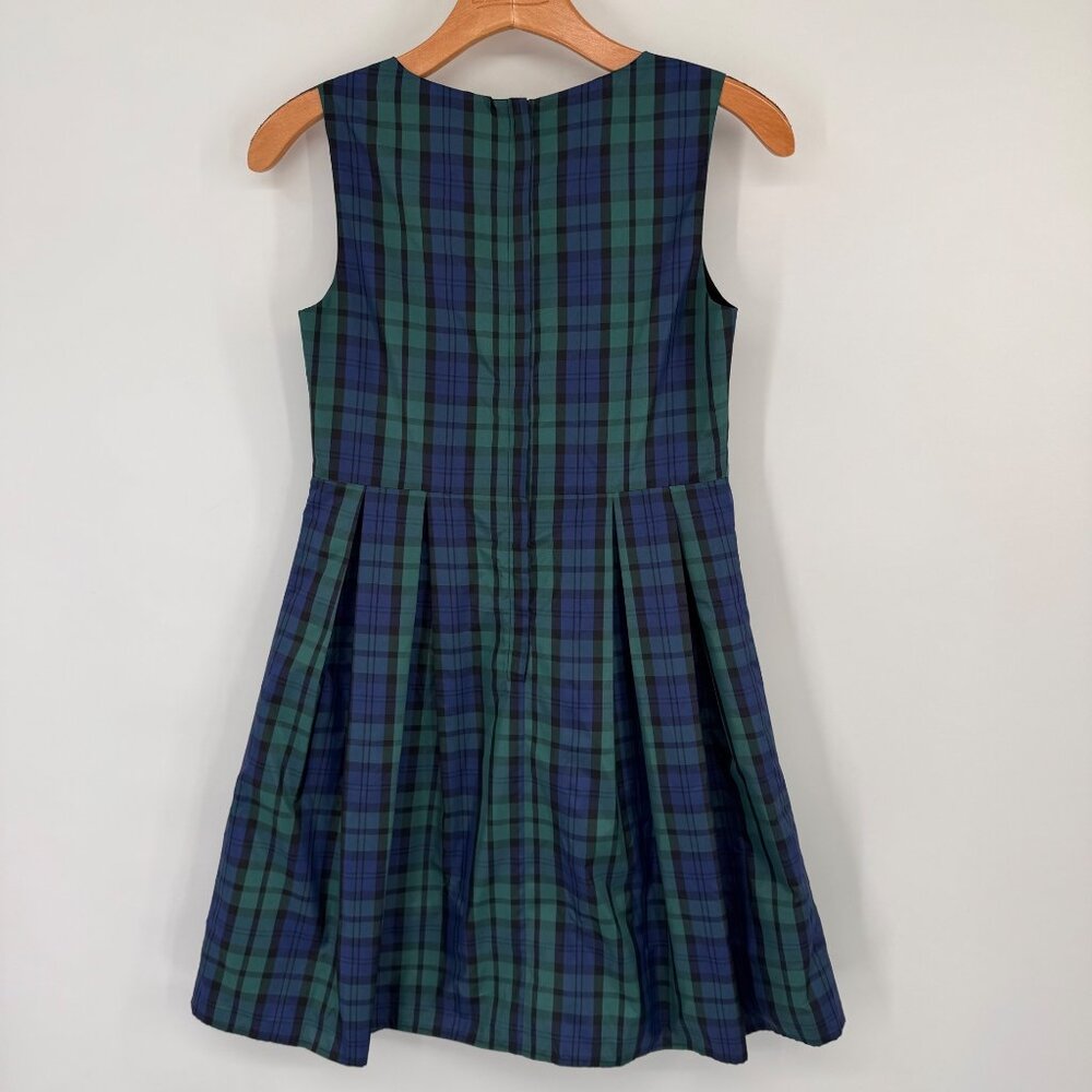 Vineyard Vines girls Sleeveless satin Plaid Dress Green Blue Size 14 holiday new - Picture 11 of 13